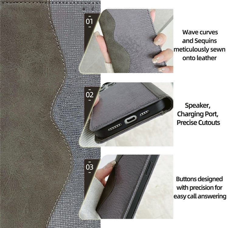 Leather Case For Xiaomi Redmi 14C 4G / 14R 5G / Poco C75 4G Wallet Stand Phone Cover with RFID Blocking - Grey