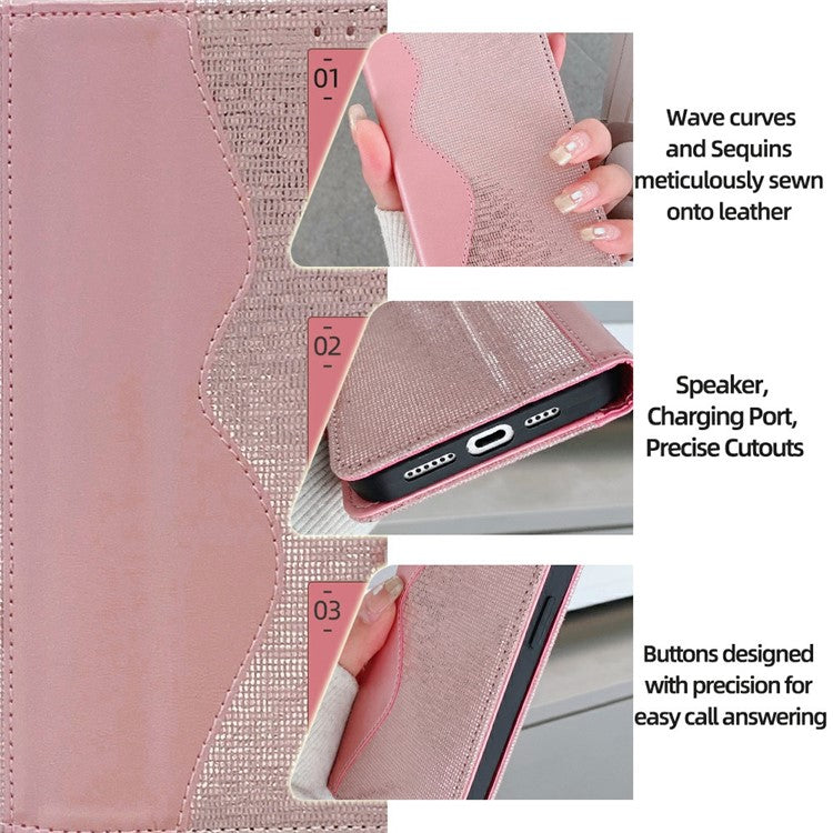 For Xiaomi Redmi Note 14 5G Leather Case Wallet Stand Phone Cover with RFID Blocking - Rose Gold