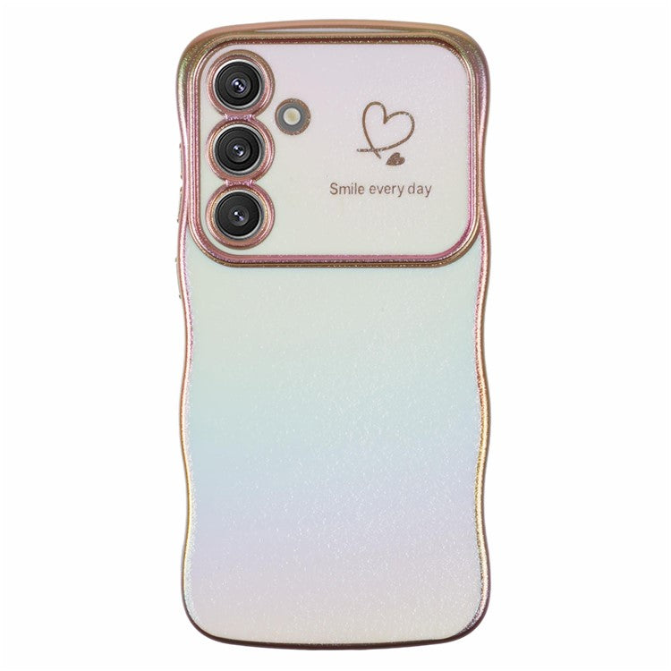 For Samsung Galaxy S25+ Case Curly Shape Love Heart TPU Phone Cover Iridescent Gradient - Colorful White