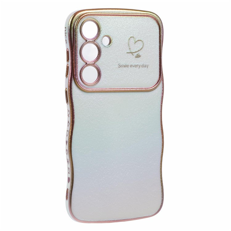 For Samsung Galaxy S25+ Case Curly Shape Love Heart TPU Phone Cover Iridescent Gradient - Colorful White