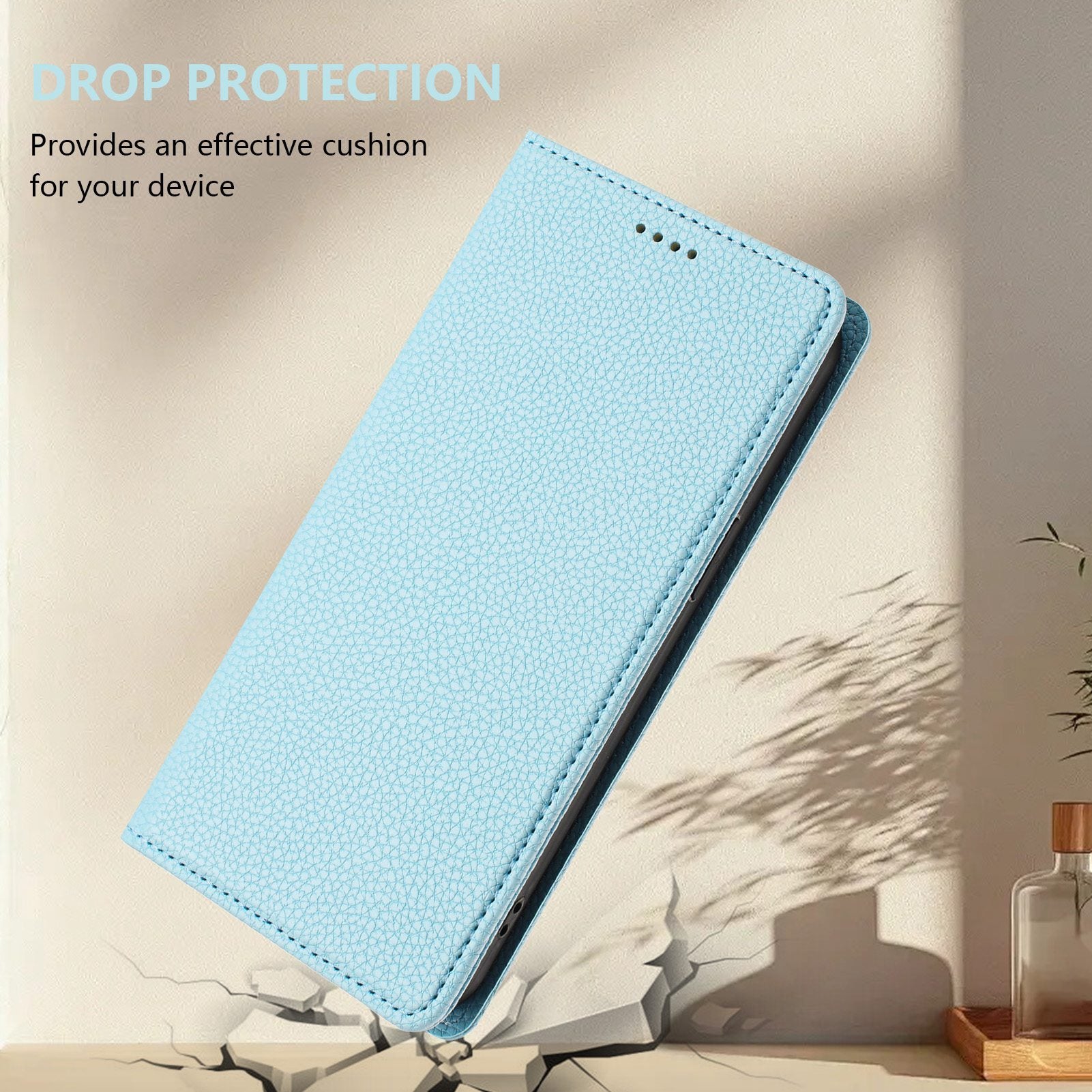 For Samsung Galaxy S24 FE Wallet Case RFID Blocking Litchi Texture Leather Mobile Cover - Baby Blue