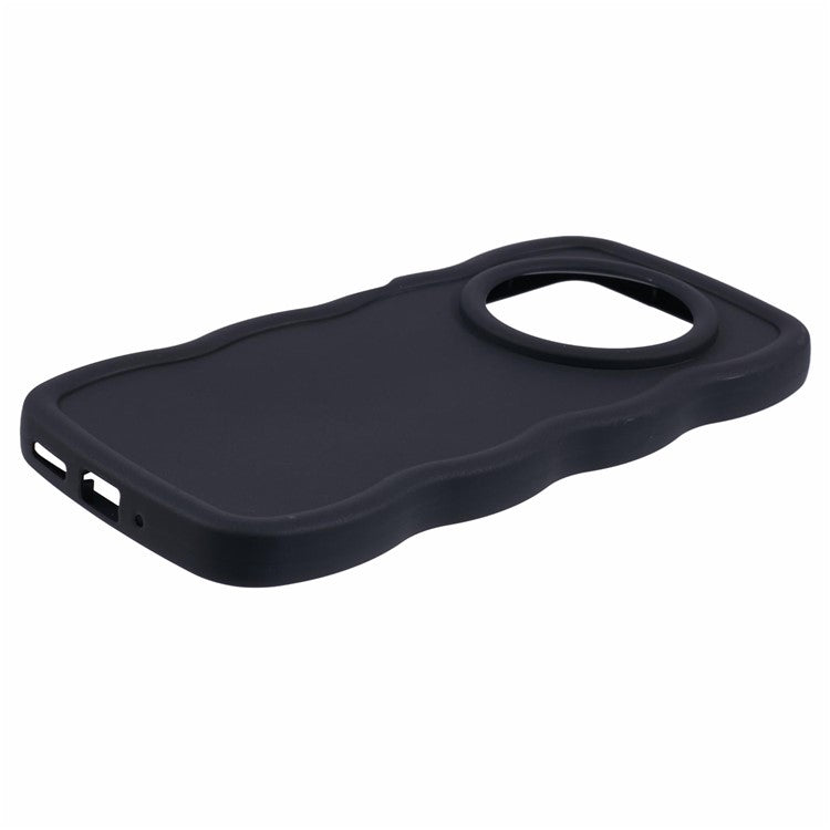 TPU Case For Xiaomi Redmi 14C 4G / 14R 5G / Poco C75 4G Protective Phone Cover Unique Curly Wave Frame - Black