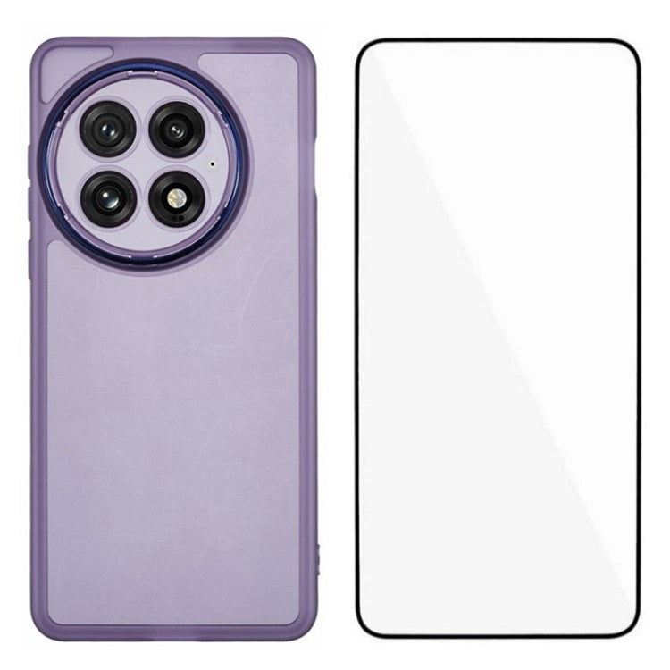 WANLONFENG DKSM Series for OnePlus 13 TPU Case Electroplated Frame with Tempered Glass - Transparent Purple