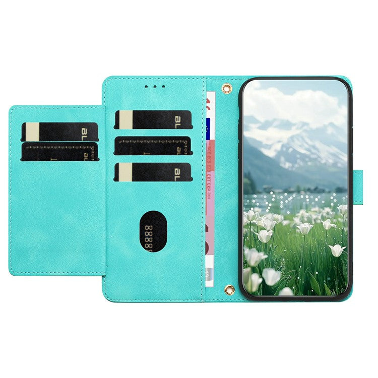 For Google Pixel 9a Case Tulip Leather Phone Cover with 5 Card Slots Wallet - Green