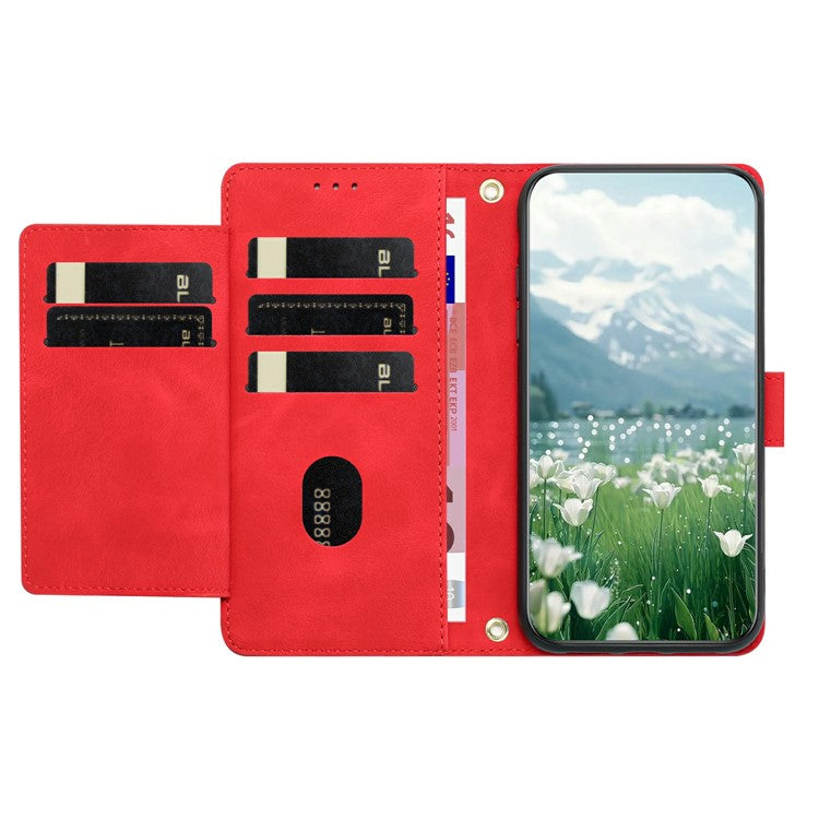 For Google Pixel 9a Case Tulip Leather Phone Cover with 5 Card Slots Wallet - Red