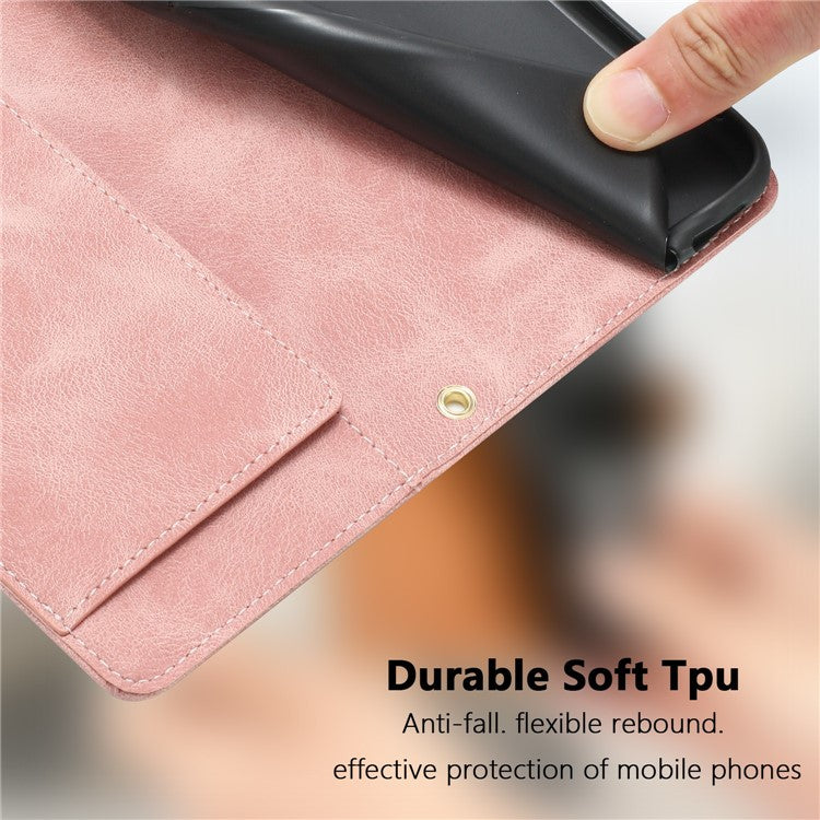 For Google Pixel 9 Pro / Pixel 9 Case Tulip Leather Phone Cover with 5 Card Slots Wallet - Pink