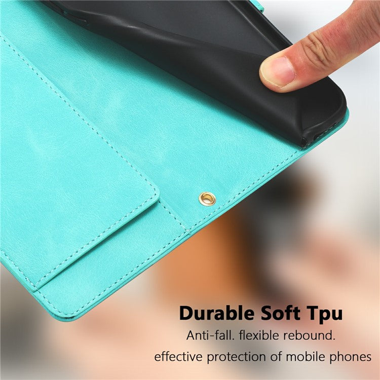 For Google Pixel 9 Pro / Pixel 9 Case Tulip Leather Phone Cover with 5 Card Slots Wallet - Green