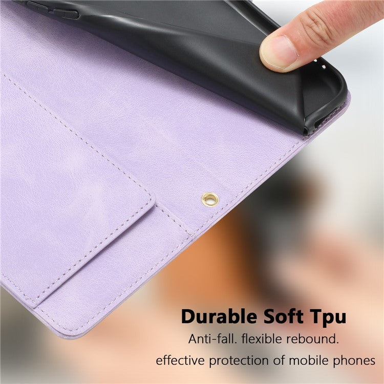 For Google Pixel 9 Pro / Pixel 9 Case Tulip Leather Phone Cover with 5 Card Slots Wallet - Purple