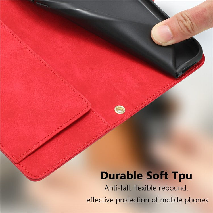 For Google Pixel 9 Pro / Pixel 9 Case Tulip Leather Phone Cover with 5 Card Slots Wallet - Red