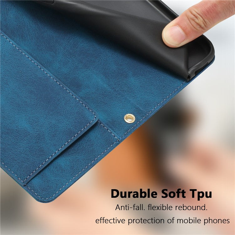 For Google Pixel 9 Pro / Pixel 9 Case Tulip Leather Phone Cover with 5 Card Slots Wallet - Blue