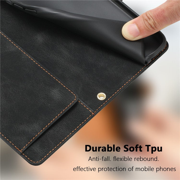 For Google Pixel 9 Pro / Pixel 9 Case Tulip Leather Phone Cover with 5 Card Slots Wallet - Black