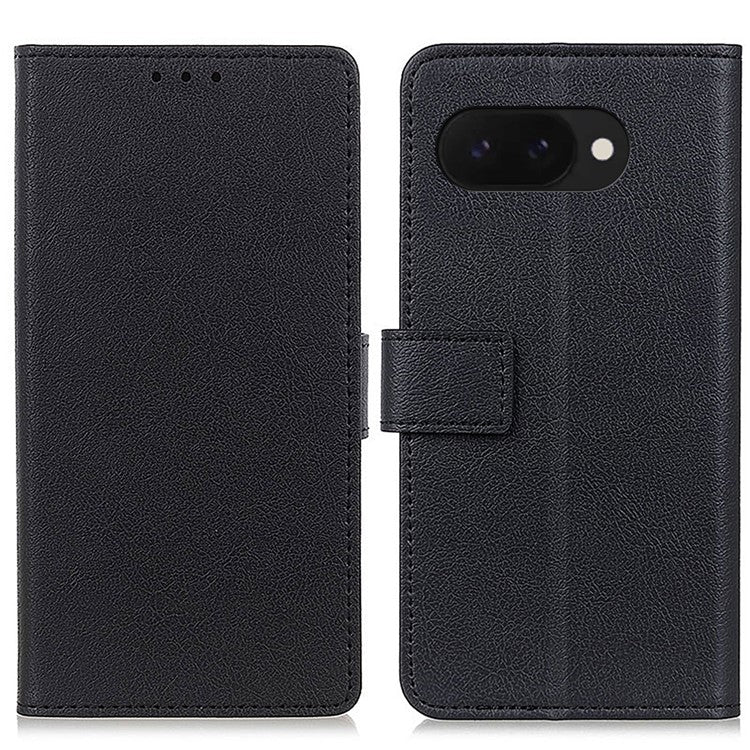 For Google Pixel 9a Case PU Leather Stand Wallet Phone Cover - Black