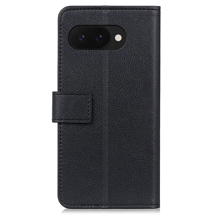 For Google Pixel 9a Case PU Leather Stand Wallet Phone Cover - Black