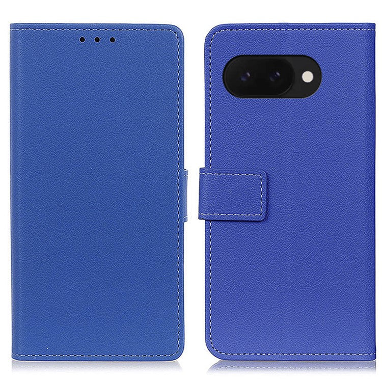 For Google Pixel 9a Case PU Leather Stand Wallet Phone Cover - Blue