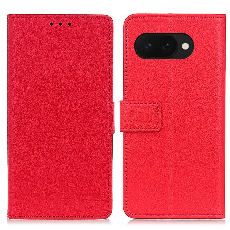 For Google Pixel 9a Case PU Leather Stand Wallet Phone Cover - Red