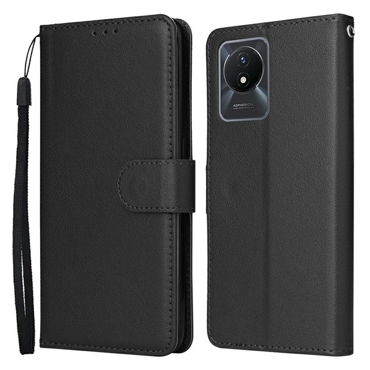 Wallet Case for vivo Y11 (2023) / Y02t 4G / Y02A 4G / Y02 4G Stand View PU Leather Phone Cover - Black