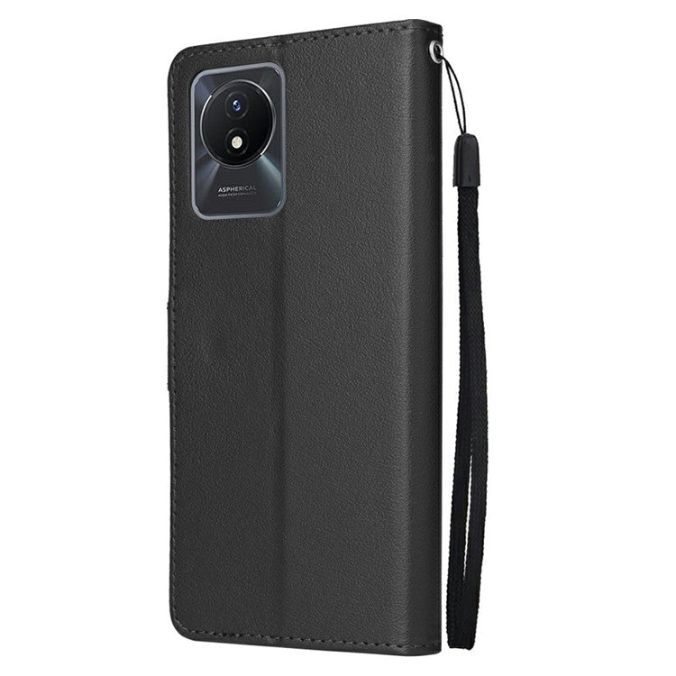 Wallet Case for vivo Y11 (2023) / Y02t 4G / Y02A 4G / Y02 4G Stand View PU Leather Phone Cover - Black