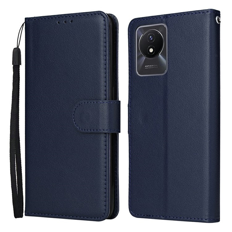 Wallet Case for vivo Y11 (2023) / Y02t 4G / Y02A 4G / Y02 4G Stand View PU Leather Phone Cover - Blue