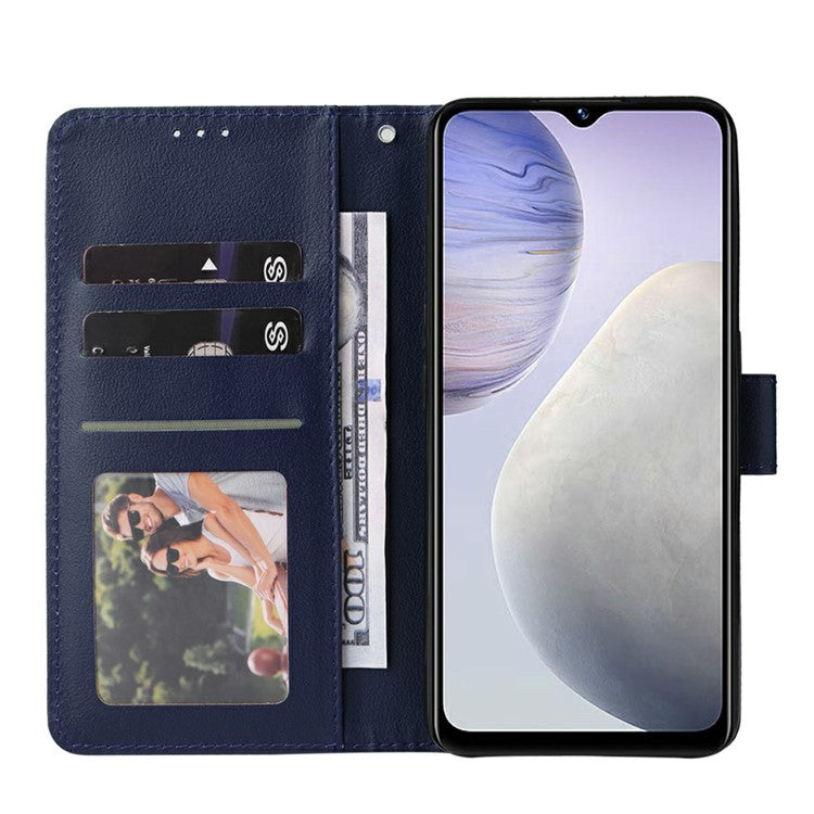 Wallet Case for vivo Y11 (2023) / Y02t 4G / Y02A 4G / Y02 4G Stand View PU Leather Phone Cover - Blue