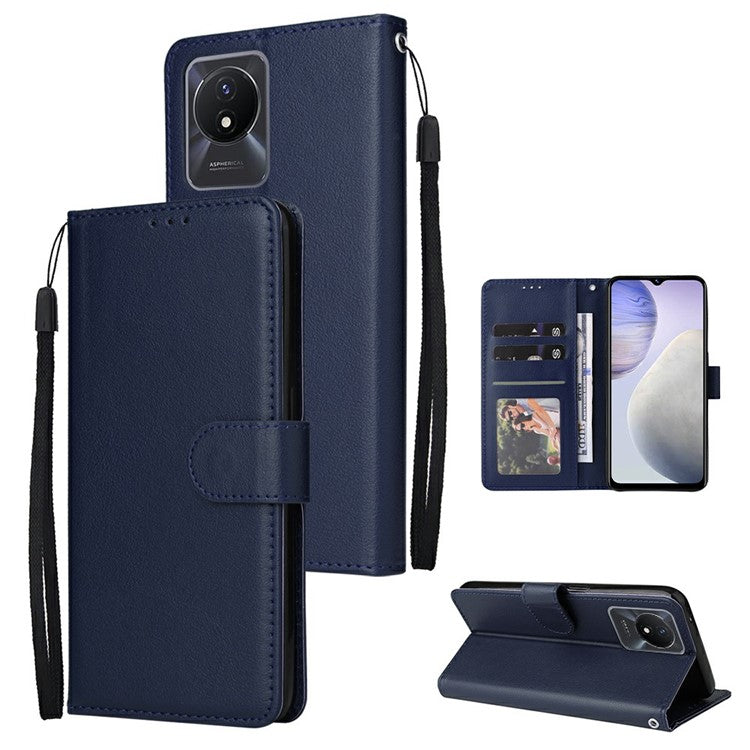 Wallet Case for vivo Y11 (2023) / Y02t 4G / Y02A 4G / Y02 4G Stand View PU Leather Phone Cover - Blue