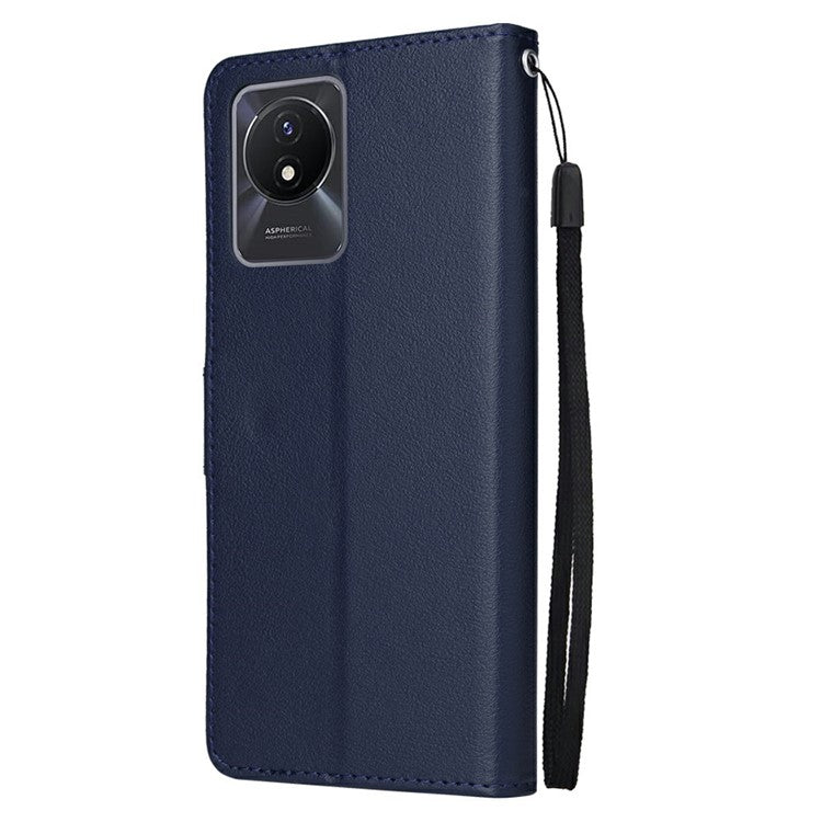 Wallet Case for vivo Y11 (2023) / Y02t 4G / Y02A 4G / Y02 4G Stand View PU Leather Phone Cover - Blue