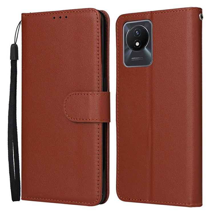 Wallet Case for vivo Y11 (2023) / Y02t 4G / Y02A 4G / Y02 4G Stand View PU Leather Phone Cover - Brown