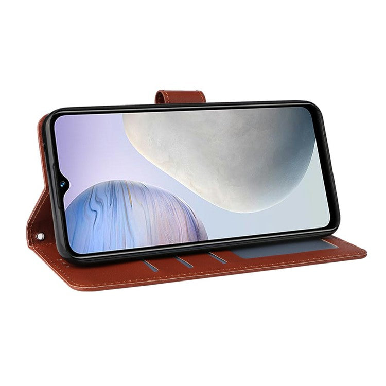 Wallet Case for vivo Y11 (2023) / Y02t 4G / Y02A 4G / Y02 4G Stand View PU Leather Phone Cover - Brown