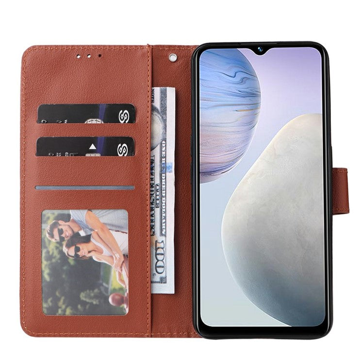 Wallet Case for vivo Y11 (2023) / Y02t 4G / Y02A 4G / Y02 4G Stand View PU Leather Phone Cover - Brown