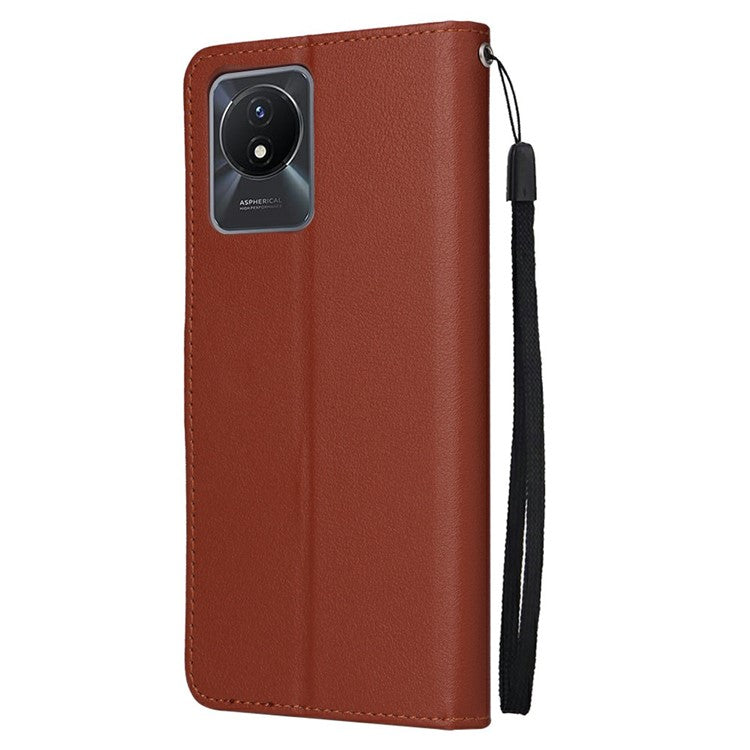 Wallet Case for vivo Y11 (2023) / Y02t 4G / Y02A 4G / Y02 4G Stand View PU Leather Phone Cover - Brown