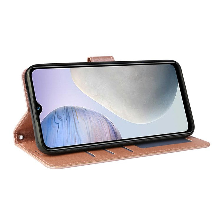 Wallet Case for vivo Y11 (2023) / Y02t 4G / Y02A 4G / Y02 4G Stand View PU Leather Phone Cover - Rose Gold