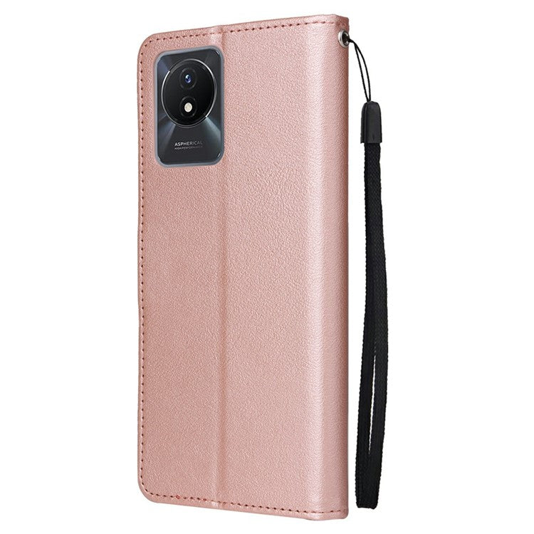 Wallet Case for vivo Y11 (2023) / Y02t 4G / Y02A 4G / Y02 4G Stand View PU Leather Phone Cover - Rose Gold