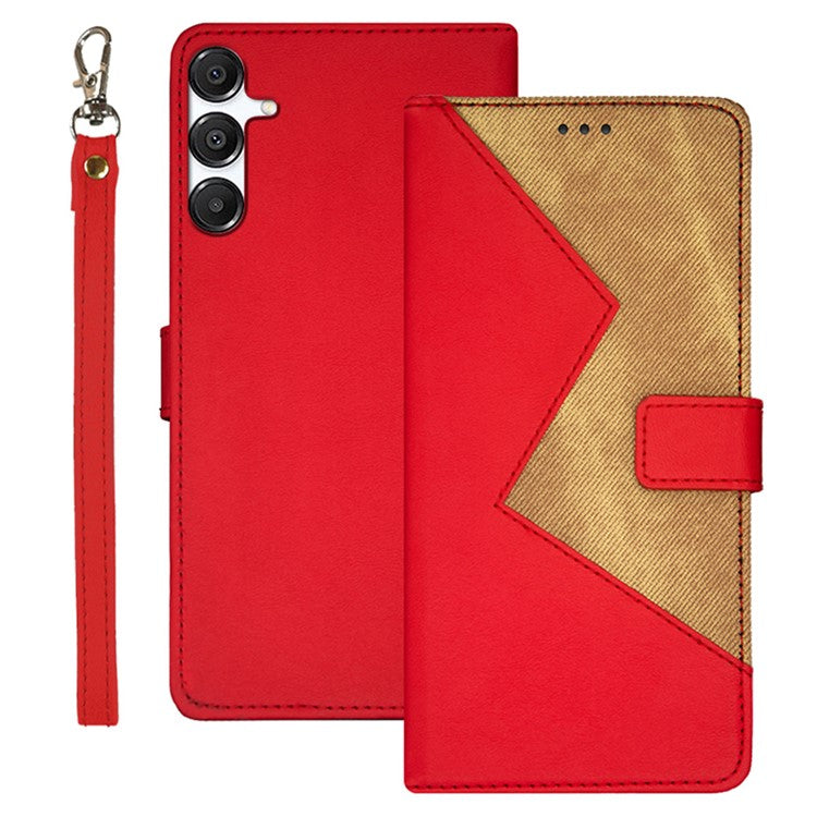 IDEWEI For Samsung Galaxy A36 5G / A56 5G Case Card Slots Splicing Color Leather Phone Cover - Red