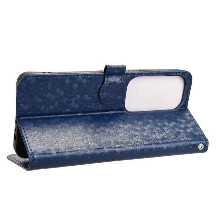 For vivo Y19s 4G Wallet Case Dot Pattern Imprint PU Leather Phone Cover - Dark Blue