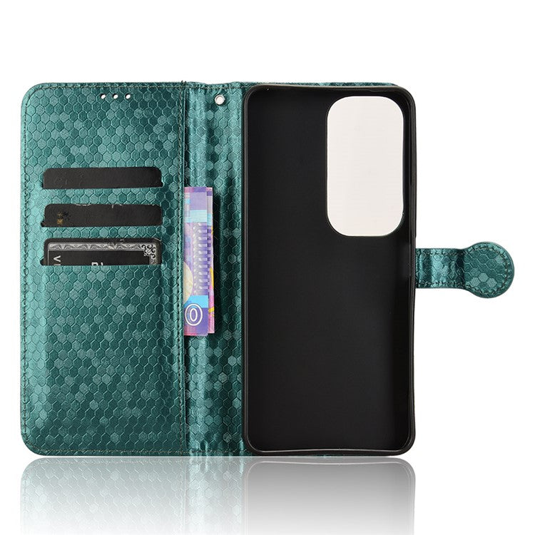 For vivo Y19s 4G Wallet Case Dot Pattern Imprint PU Leather Phone Cover - Green