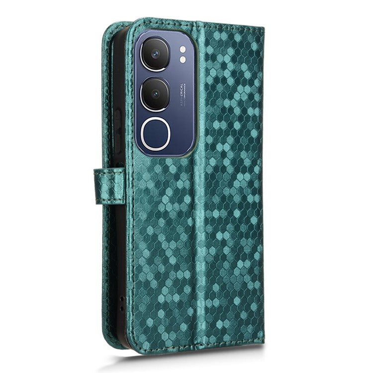 For vivo Y19s 4G Wallet Case Dot Pattern Imprint PU Leather Phone Cover - Green