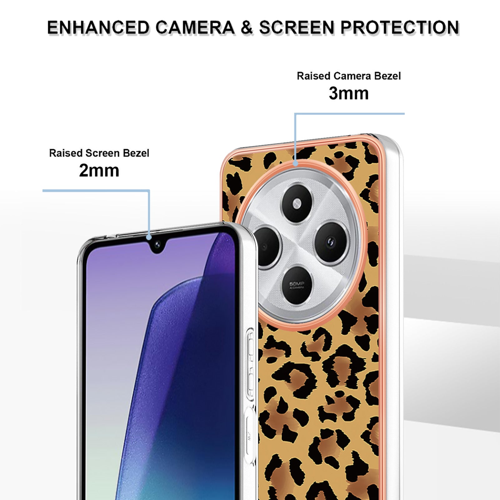 For Xiaomi Redmi 14R 5G / Xiaomi Poco C75 4G / Xiaomi Redmi 14C 4G Case IMD-D Pattern Printing 2.0mm TPU Phone Back Cover - Leopard Print