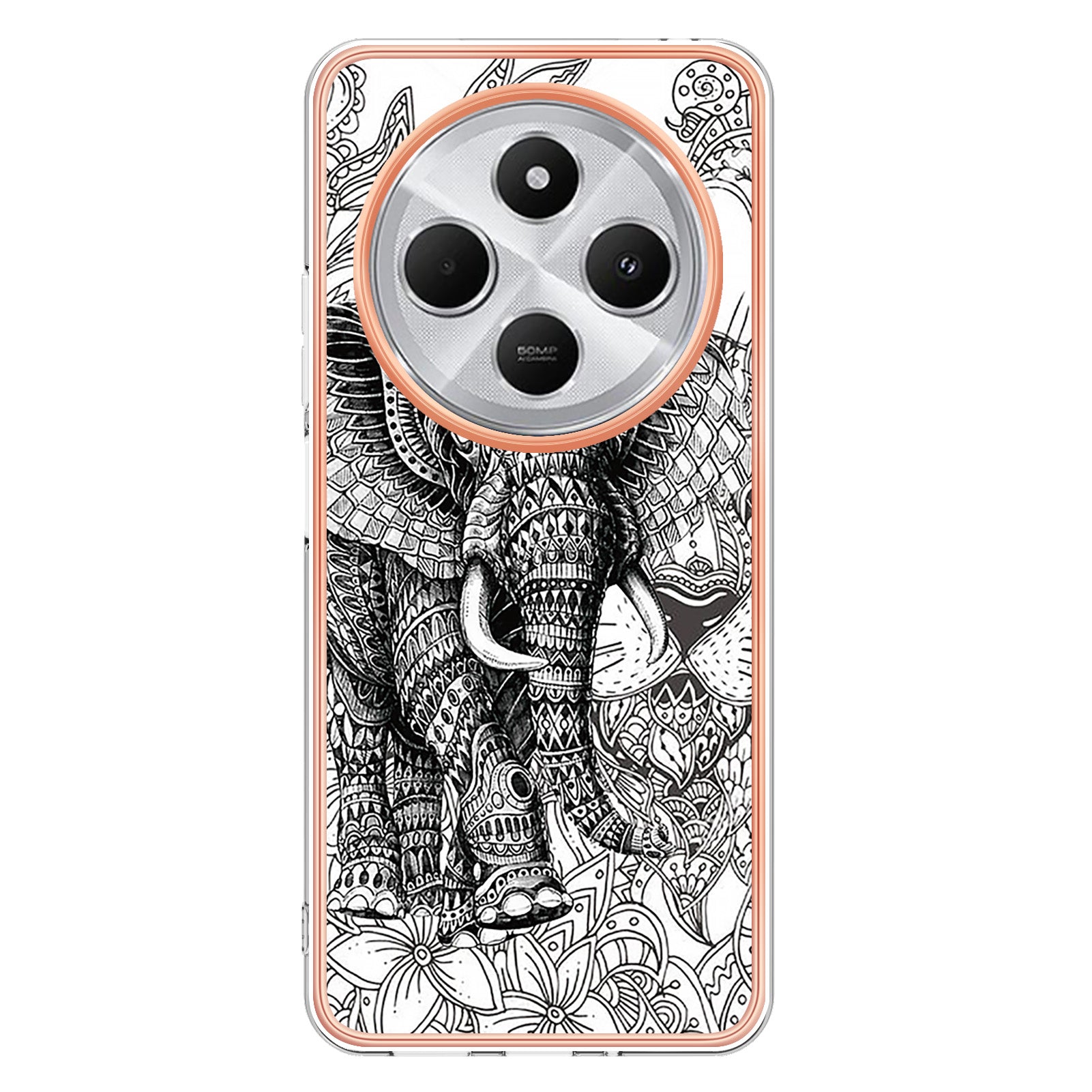 For Xiaomi Redmi 14R 5G / Xiaomi Poco C75 4G / Xiaomi Redmi 14C 4G Case IMD-D Pattern Printing 2.0mm TPU Phone Back Cover - Totem Elephant