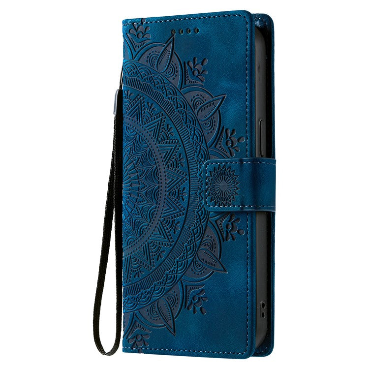 Style 018 Phone Case For Xiaomi Redmi 14C 4G / 14R 5G / Poco C75 4G Imprinted Totem Skin Feel Wallet Leather Cover - Blue