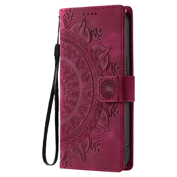 Style 018 Phone Case For Xiaomi Redmi 14C 4G / 14R 5G / Poco C75 4G Imprinted Totem Skin Feel Wallet Leather Cover - Rose