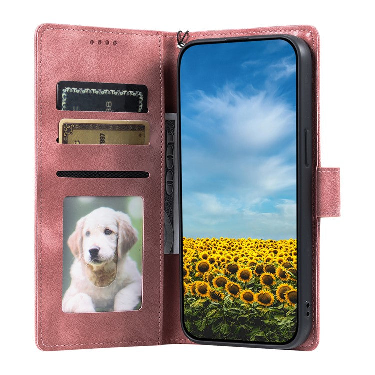 Style 018 Phone Case For Xiaomi Redmi 14C 4G / 14R 5G / Poco C75 4G Imprinted Totem Skin Feel Wallet Leather Cover - Rose Gold