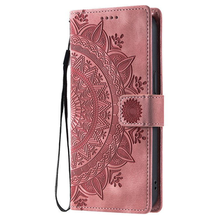 Style 018 Phone Case For Xiaomi Redmi 14C 4G / 14R 5G / Poco C75 4G Imprinted Totem Skin Feel Wallet Leather Cover - Rose Gold