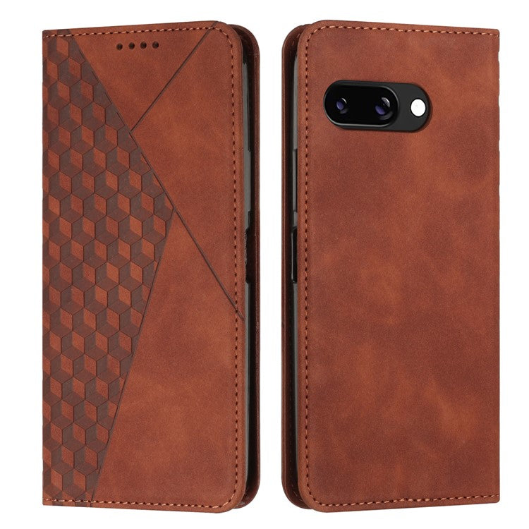 For Google Pixel 9a Phone Cover Imprinted PU Leather Wallet Stand Case - Brown