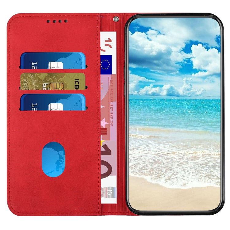 For Google Pixel 9a Phone Cover Imprinted PU Leather Wallet Stand Case - Red