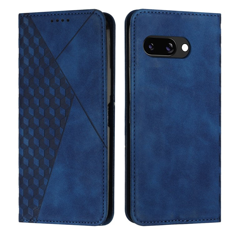 For Google Pixel 9a Phone Cover Imprinted PU Leather Wallet Stand Case - Sapphire