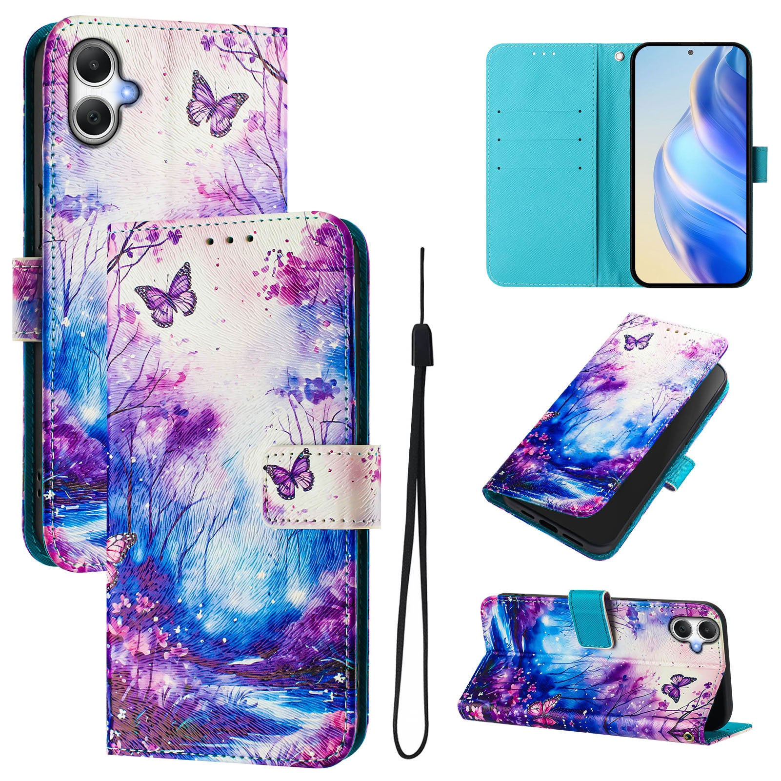 For Samsung Galaxy A06 Case Pattern Printing Wallet Phone Cover with Strap - Dream Valley