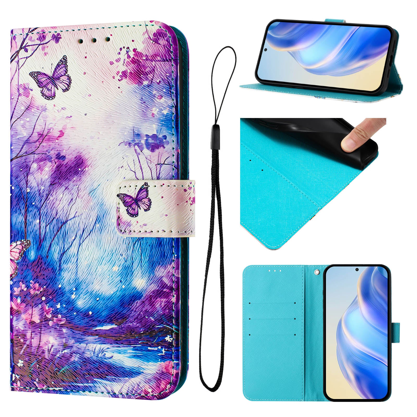 For Samsung Galaxy A06 Case Pattern Printing Wallet Phone Cover with Strap - Dream Valley