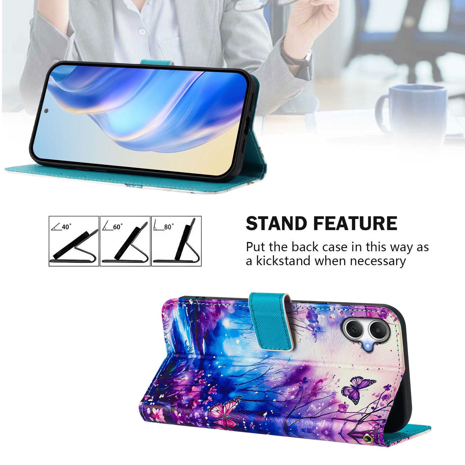 For Samsung Galaxy A06 Case Pattern Printing Wallet Phone Cover with Strap - Dream Valley