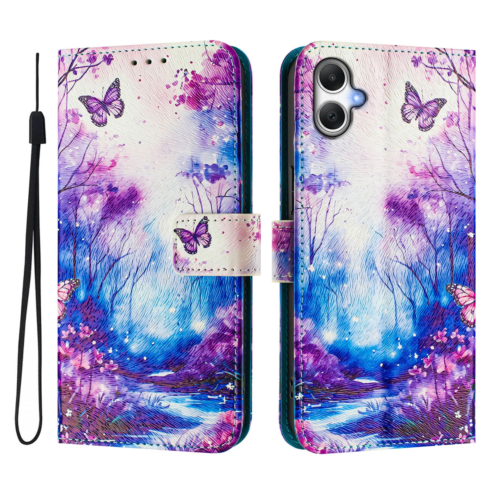 For Samsung Galaxy A06 Case Pattern Printing Wallet Phone Cover with Strap - Dream Valley