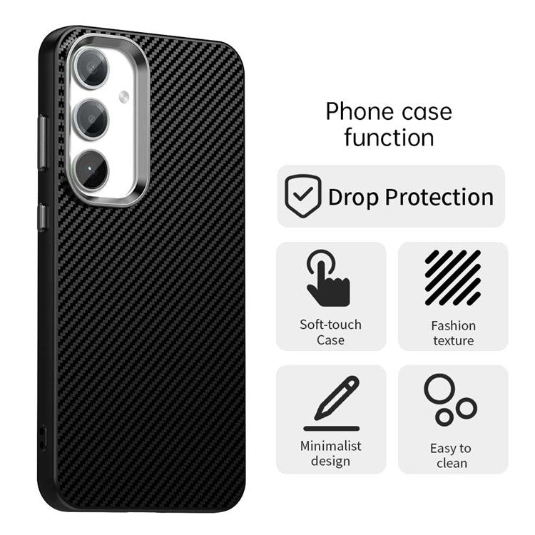 For Samsung Galaxy S25 / S24 Case Cell Phone Hybrid Back Cover Carbon Fiber Texture - Black