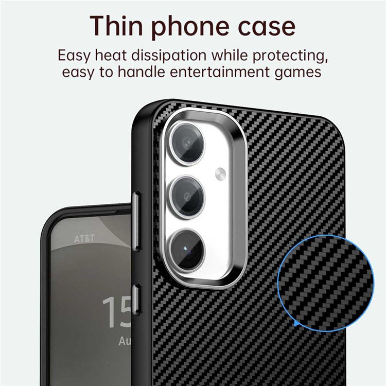 For Samsung Galaxy S25 / S24 Case Cell Phone Hybrid Back Cover Carbon Fiber Texture - Black